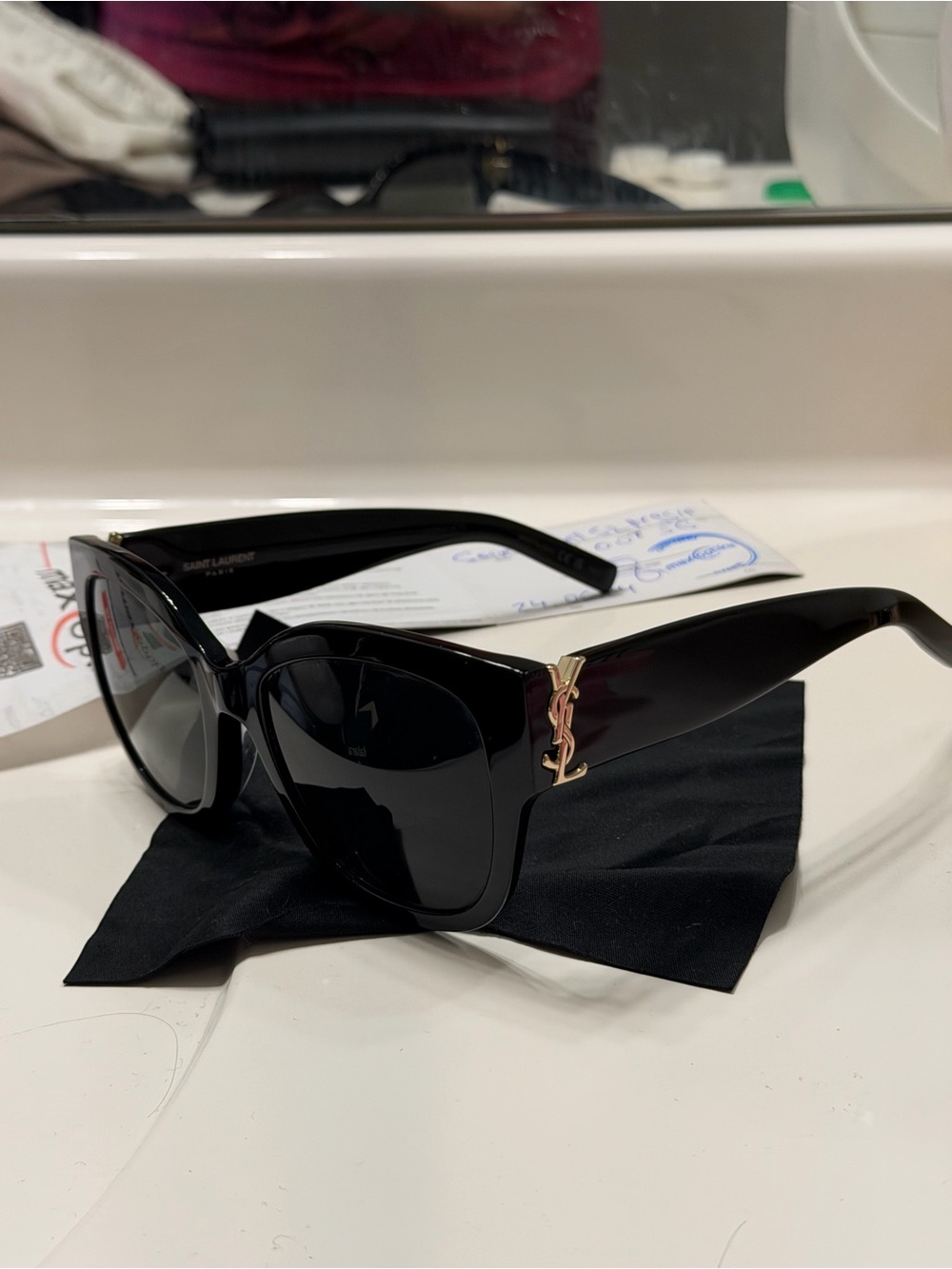 Saint Laurent Black Shield Sunglasses with Gold YSL Accent - Picture 5 of 7